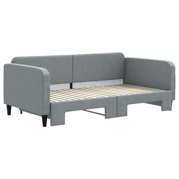 vidaXL Daybed with Trundle without Mattress Light Grey 90x190 cm