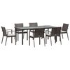 vidaXL 7 Piece Garden Dining Set with Cushions Poly Rattan and Steel