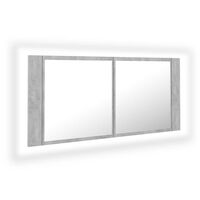vidaXL LED Bathroom Mirror Cabinet Concrete Grey 100x12x45 cm Acrylic