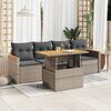 vidaXL 5 Piece Garden Sofa Set with Cushions Grey Poly Rattan Acacia