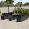 vidaXL Garden Sofa Set with Cushion 12 pcs Black Poly Rattan