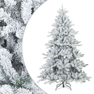 vidaXL Artificial Hinged Christmas Tree Snow Flocked White 180 cm