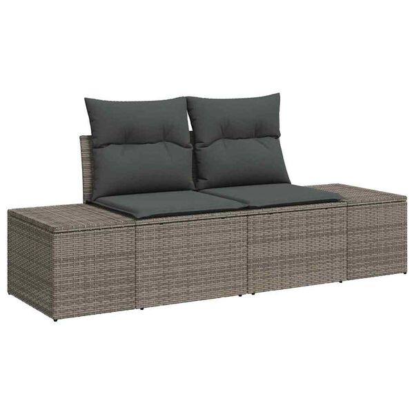 vidaXL Garden Sofa Set with Storage 11 pcs Grey Poly rattan