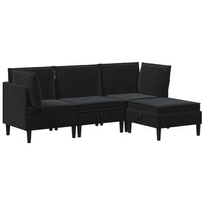vidaXL Living Room Furniture Set 4 pcs Black Velvet