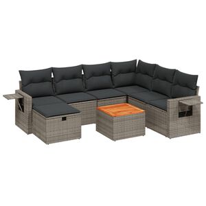vidaXL 8 Piece Garden Sofa Set with Cushions Grey Poly Rattan