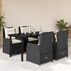 vidaXL 5 Piece Garden Dining Set with Cushions Black Poly Rattan