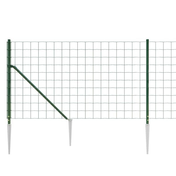 vidaXL Wire Mesh Fence with Spike Anchors Green 0.8x25 m