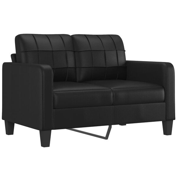 vidaXL 3 Piece Sofa Set with Cushions Black Faux Leather