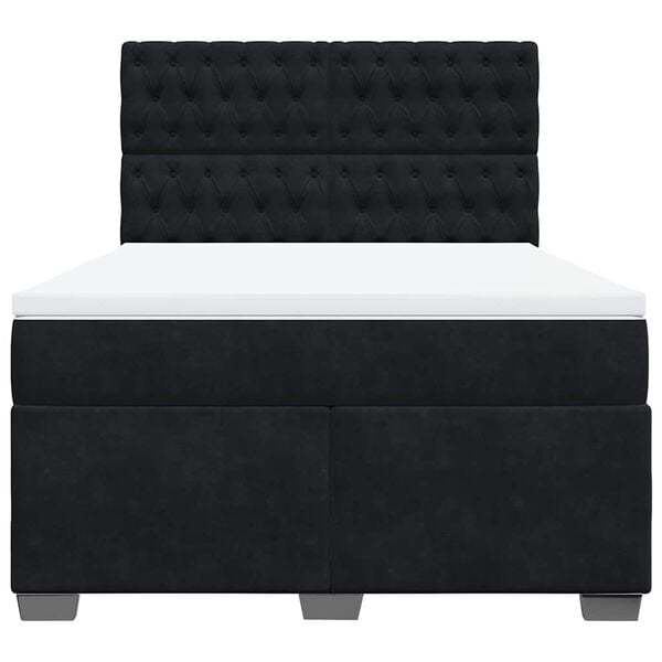 vidaXL Box Spring Bed with Mattress Black Queen Velvet