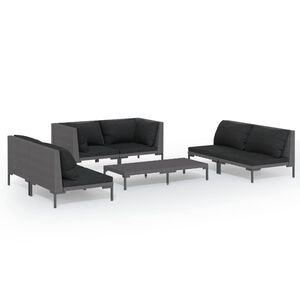 vidaXL 7 Piece Garden Lounge Set with Cushions Poly Rattan Dark Grey