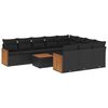 vidaXL 11 Piece Garden Sofa Set with Cushions Black Poly Rattan