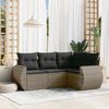 vidaXL 4 Piece Garden Sofa Set with Cushions Grey Poly Rattan