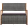 vidaXL Storage Bench 115 cm Poly Rattan and Solid Acacia Wood Grey