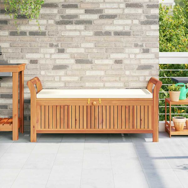 vidaXL Garden Storage Bench with Cushion 126 cm Solid Wood Acacia