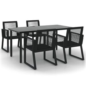 vidaXL 5 Piece Garden Dining Set Black PVC Rattan