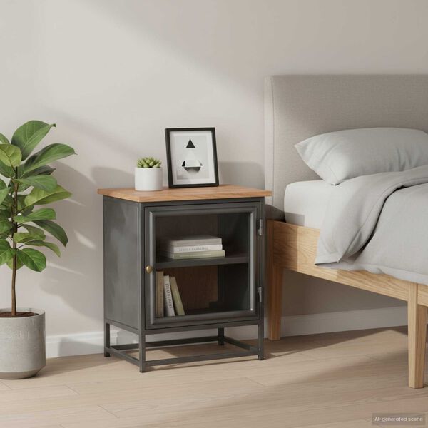 vidaXL Bedside Cabinet Grey 40x30x50 cm Solid Acacia Wood
