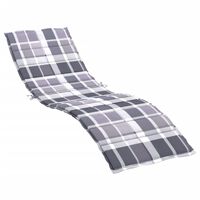 vidaXL Sun Lounger Cushion Grey Check Pattern 200x60x3cm Oxford Fabric
