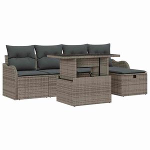 vidaXL Garden Sofa Set 6 pcs Grey Poly Rattan