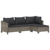 vidaXL 4 Piece Garden Lounge Set with Cushions Grey Poly Rattan