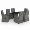 vidaXL 7 Piece Garden Dining Set with Cushions Grey
