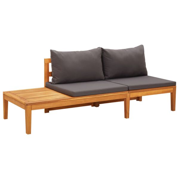 vidaXL Garden Benches with Dark Grey Cushions 2 pcs Acacia Wood