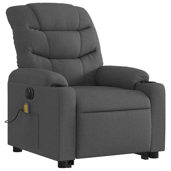 vidaXL Electric Stand up Massage Recliner Chair Dark Grey Fabric