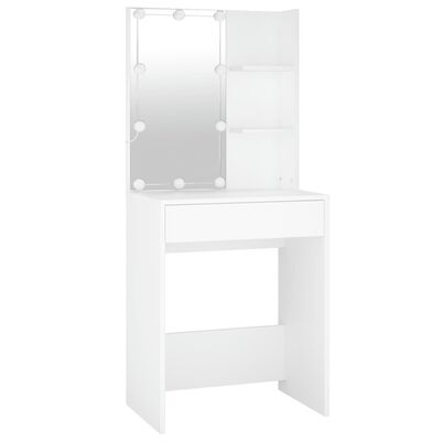vidaXL LED Dressing Table with 2 Cabinets White Engineered Wood