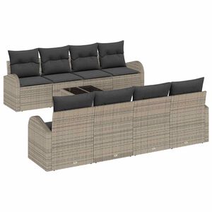 vidaXL Garden Sofa Set 9 pcs 8-Seater Grey Poly Rattan