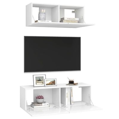 vidaXL 2 Piece TV Cabinet Set White Engineered Wood