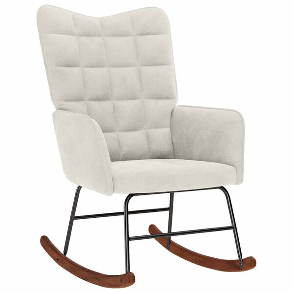 vidaXL Rocking Chair with Stool Cream Velvet