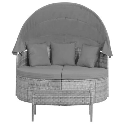 vidaXL 3 Piece Garden Lounge Set with Cushions & Pillows Poly Rattan Grey