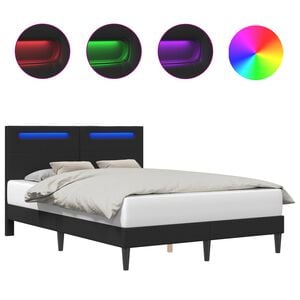 vidaXL Bed Frame with LED Strip Lights Black 137 x 190 cm Faux Leather
