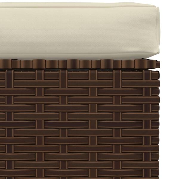 vidaXL Garden Footrest with Cushion Brown 70x70x30 cm Poly Rattan