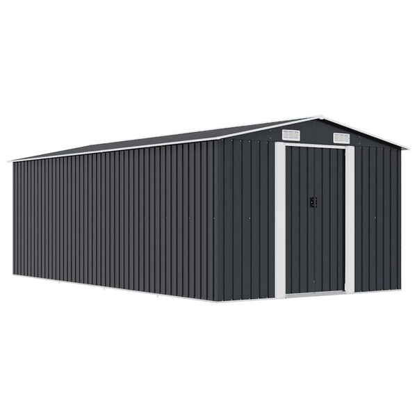 vidaXL Garden Shed 257x489x181 cm Metal Anthracite