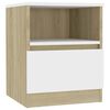 vidaXL Bed Cabinet White and Sonoma Oak 40x40x50 cm Engineered Wood