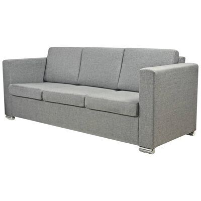 vidaXL 3-Seater Sofa Fabric Light Grey