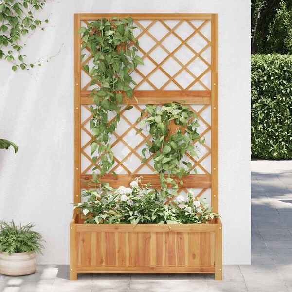 vidaXL Raised Bed with Trellis 85x38x150 cm Solid Acacia Wood