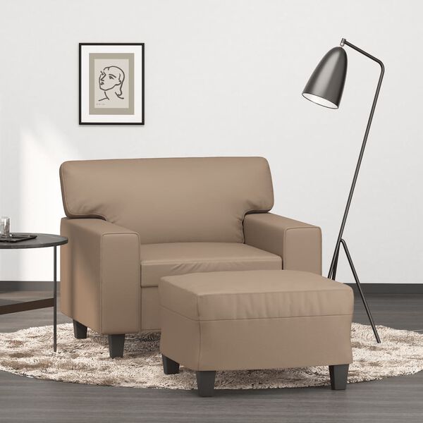 vidaXL Sofa Chair with Footstool Cappuccino 60 cm Faux Leather