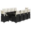 vidaXL 11 Piece Garden Bistro Set with Cushions Black Poly Rattan