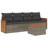 vidaXL 5 Piece Garden Sofa Set with Cushions Grey Poly Rattan
