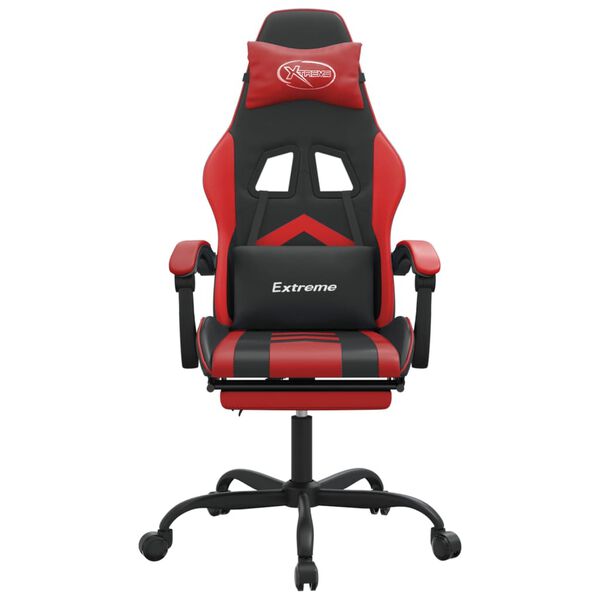 vidaXL Gaming Chair with Footrest Black and Red Faux Leather