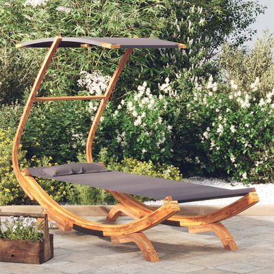 vidaXL Outdoor Lounge Bed with Canopy 100x190x134 cm Solid Bent Wood Anthracite