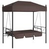 vidaXL Garden Swing Bench with Canopy Coffee Brown&nbsp;Steel
