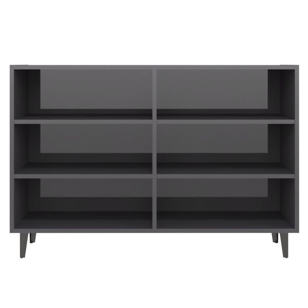 vidaXL Sideboard High Gloss Grey 103.5x35x70 cm Engineered Wood