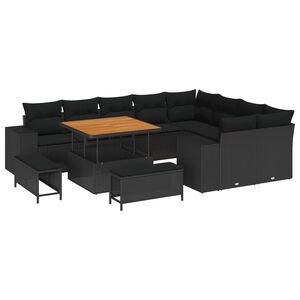vidaXL Garden Sofa Set 12 pcs Black Poly Rattan