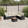 vidaXL 7 Piece Garden Sofa Set with Cushions Black Poly Rattan