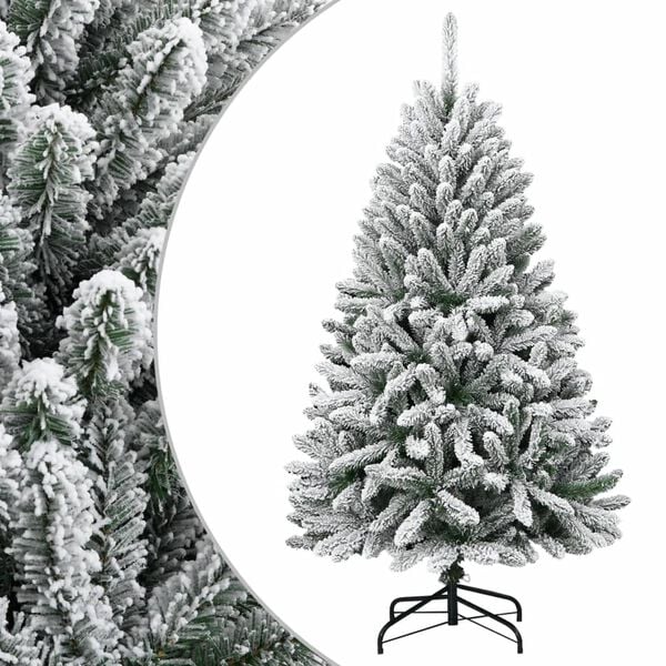 vidaXL Artificial Hinged Christmas Tree with Flocked Snow 120 cm