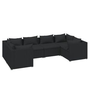 vidaXL 6 Piece Garden Lounge Set with Cushions Poly Rattan Black