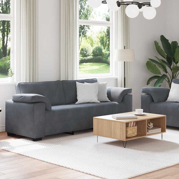 vidaXL 2 Piece Sofa Set with Cushions Dark Grey Velvet