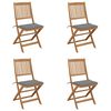 vidaXL Folding Garden Chairs 4 pcs with Cushions Solid Wood Acacia